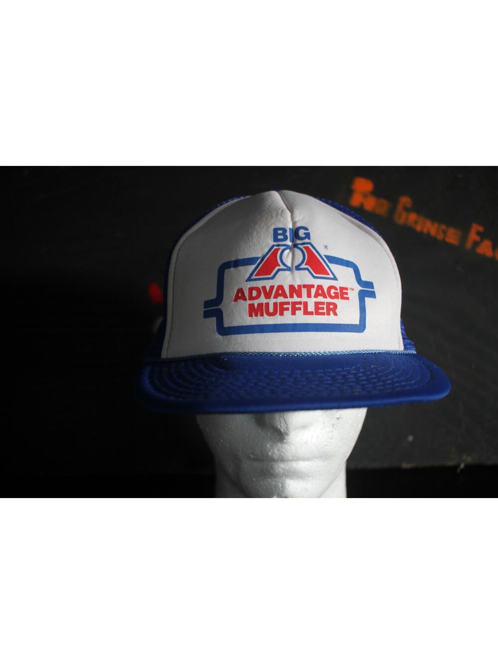 Vintage Big A Advantage Muffler Trucker Hat Blue Mesh Snapback Auto Parts Cap